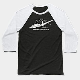 Douglas B-23 Dragon American WW2 Bomber Plane Flying Silhouette Baseball T-Shirt